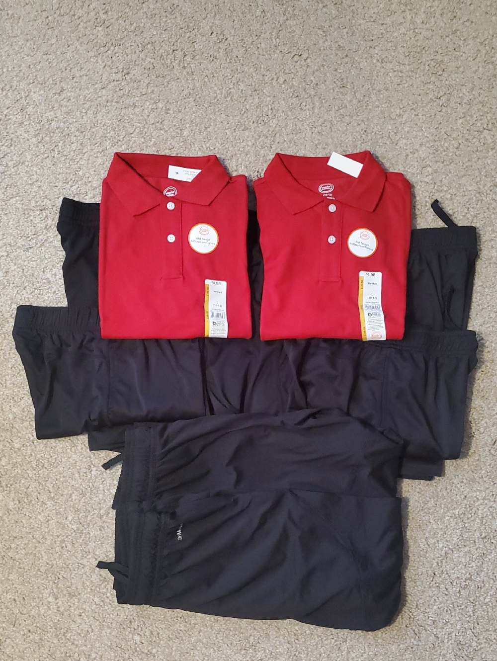 Red Polo Shirts with Black Pants And Shorts Sets